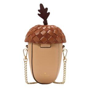 New Kate Spade 3d Acorn Crossbody Smooth Leather Brown Multi